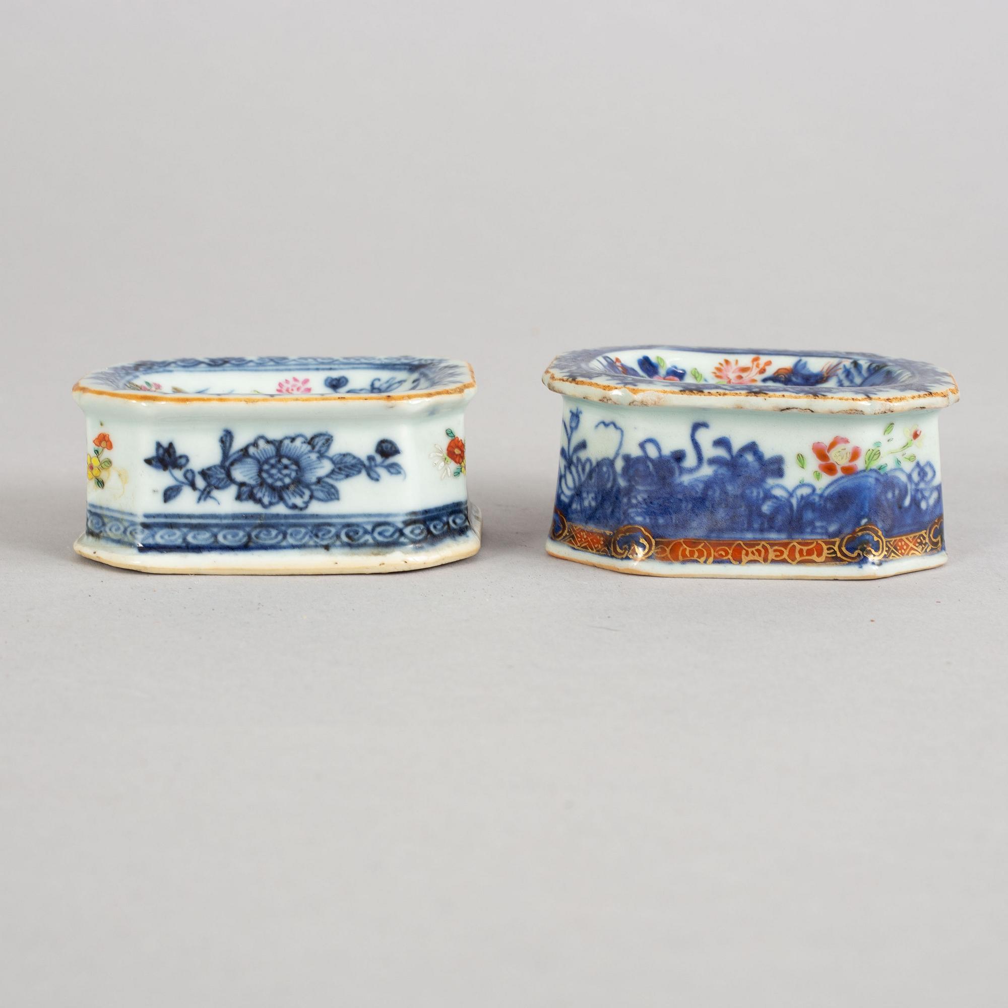 Saltkar, två stycken, olika. Qingdynastin, Qianlong (1736-95).