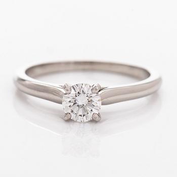 Cartier, a platinum ring, with a brilliant-cut diamond approx. 0.36 ct. With GIA dossier and certificate.