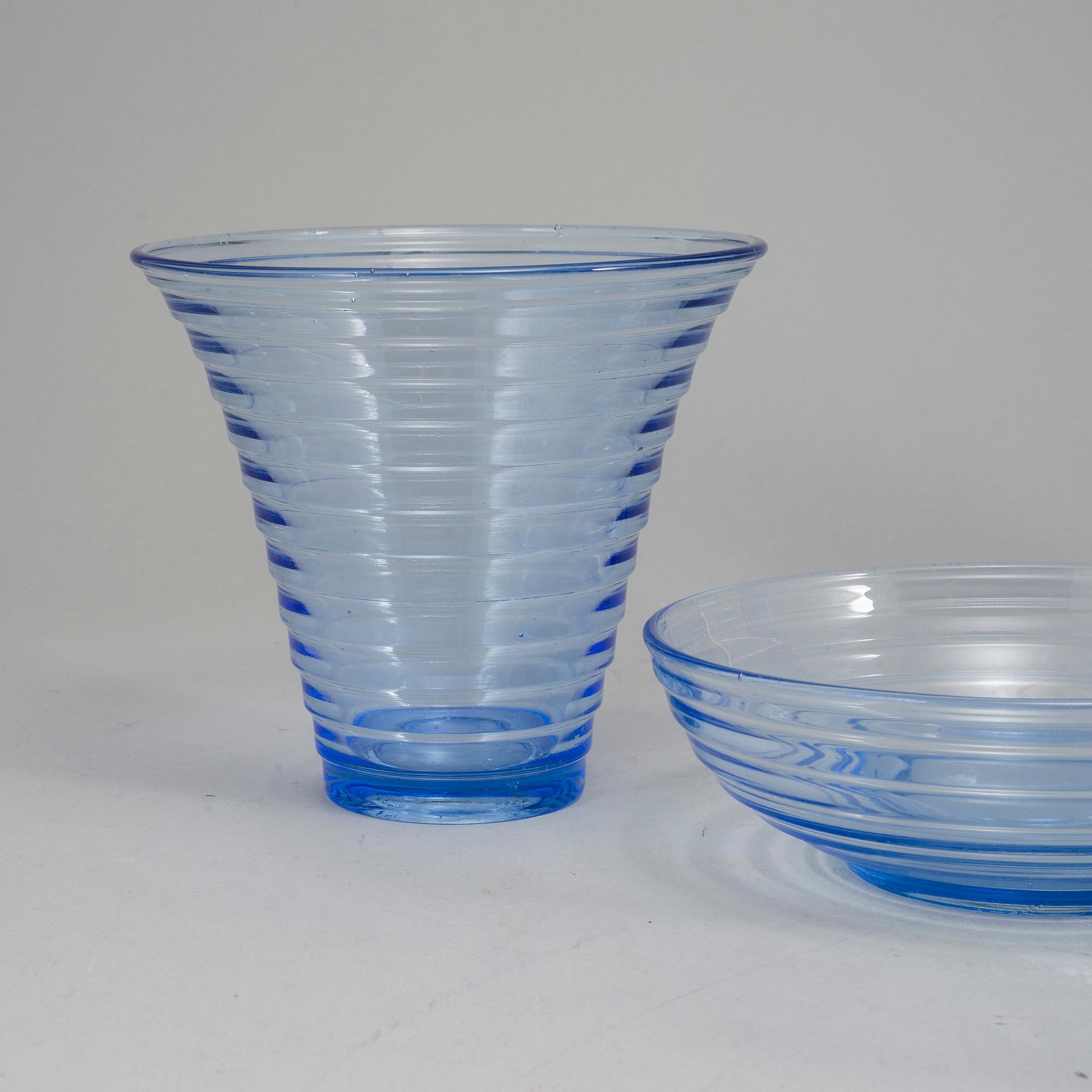 AINO AALTO, servisdelar, 10 st, glas, "Bölgeblick", Karhula, Finland, 1930-tal.