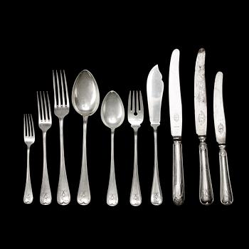 BESTICKSERVIS, silver, C G Hallberg, Stockholm, 1900-tal. Totalvikt ca 8096 gram.