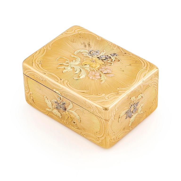 A Swedish 18th century gold snuff-box, marks of Anders Liedberg, designer probably Christian Precht, Stockholm 1763.