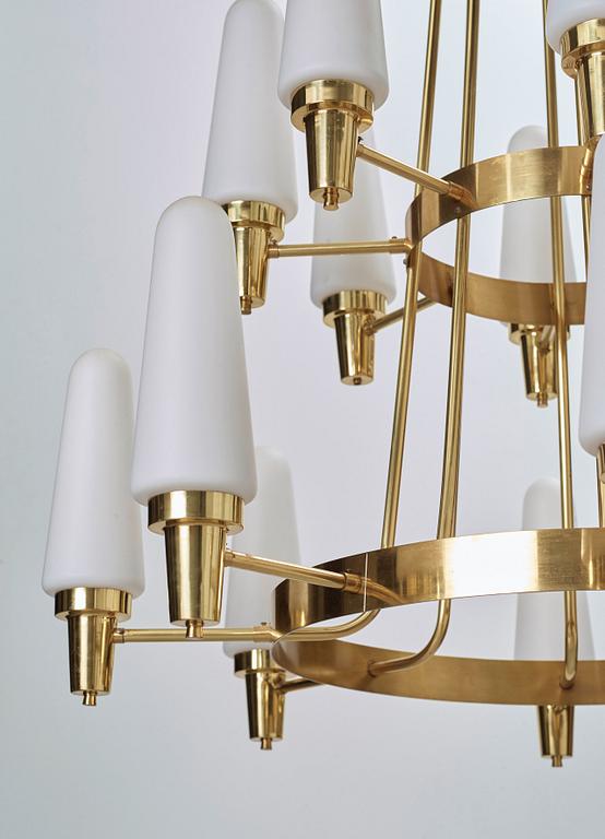 A Swedish 1950's brass chandelier.