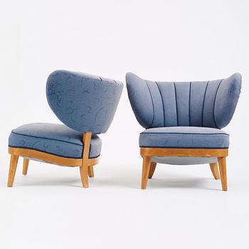 Otto Schulz, a pair of Swedish Modern easy chairs, Boet, Gothenburg 1930s-40s.