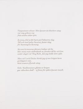 Ulf Trotzig, "King Sweeney", portfolio with nine colour etchings.