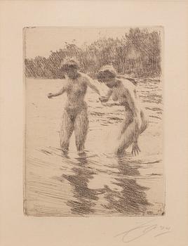 Anders Zorn, etsning, 1910, signerad.