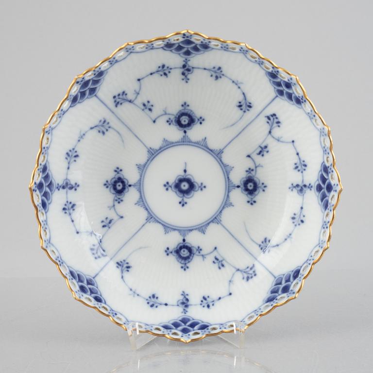 A 'Blue Fluted Full Lace' porcelain bowl, Royal Copenhagen, model 1018, 1898-1923.