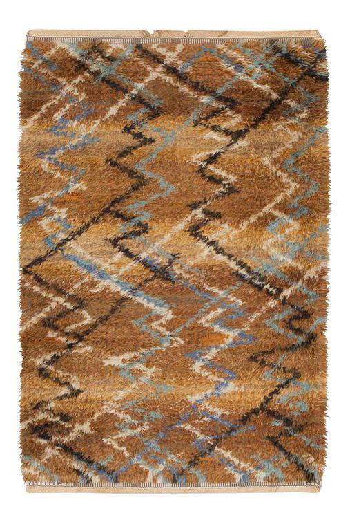 RUG. "Sommarvägar, brun". Knotted pile. 133 x 87 cm. Signed AB MMF BN.