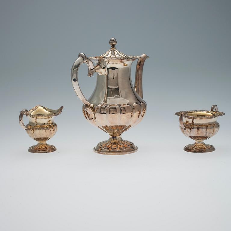 KAFFESERVIS, 3 delar, silver, Hopea Oy, Helsingfors 1962. Vikt 1066 g.