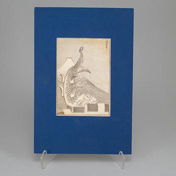 KATSUSHIKA HOKUSAI (1760–1849), after, a group of seven sheets/pages from album, Japan, 19th century.