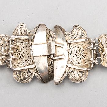 A propably Russian silver belt (unmarked), total weight ca 188 gr, length 75,5 cm.