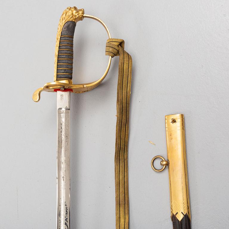 A navy officer's sword 1878 pattern with scabbard.