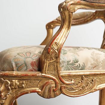 A Swedish Rococo armchair by Olof Höglander (master in Stockholm 1745-65).