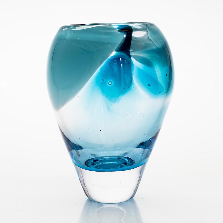 Sini Majuri, unique, glass sculpture, 'Jung Wide blue', sign. Sini Majuri 2019, Glass Studio Mafka&Alakoski Riihimäki.