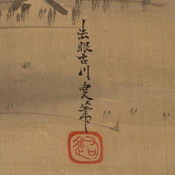 A Japanese hanging scroll, ink and color on paper, 20th Century.