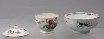 SKÅL SAMT LOCKSKÅL, porslin, Qianlong, Kina 1700-tal.