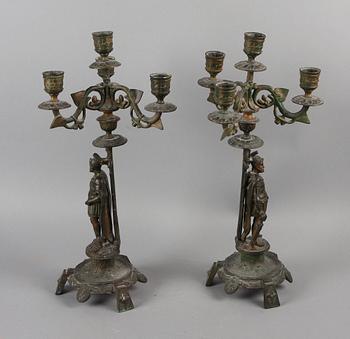 KANDELABRAR, ett par, metall, omkring 1900.