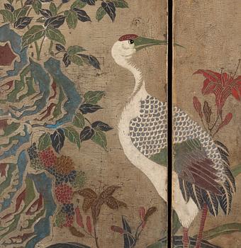 A four panel lacquer screen, Qing dynasty.