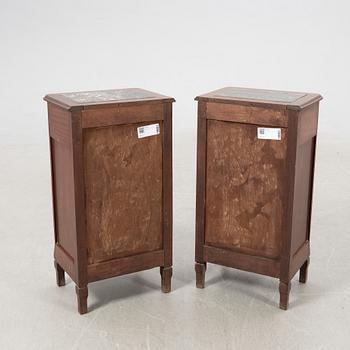 Bedside tables, a pair, first half of the 20th century.