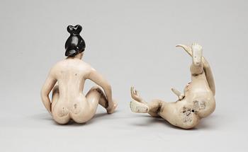 A set of two Chinese 20th Century porcelaine figures.