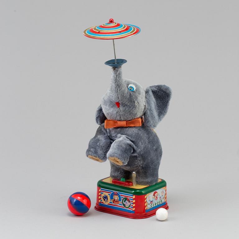 BATTERIDRIVEN LEKSAK, Battery Operated Circus Elephant, Nomura Toys, Japan, 1950-tal.