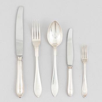 Bestickservis, 60 delar, silver, "Svensk spetsig", GAB 1920.