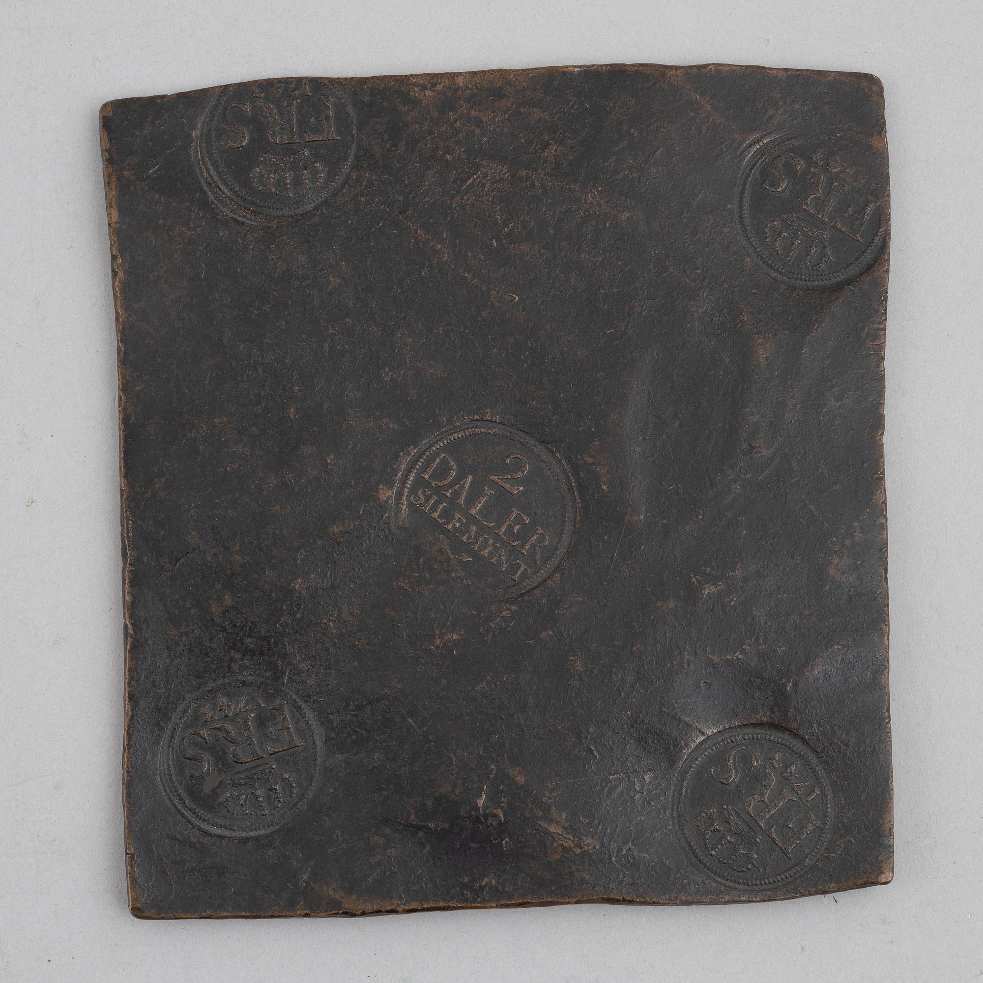 Fredrik I, plate coin, 2 daler SM, Avesta 1743.