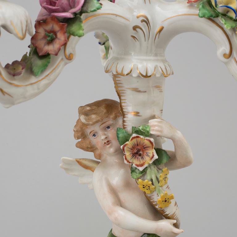 A pair of porcelain candelabra from von Schierholz, Germany, first half of the 20th Century.
