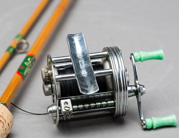 KASTSPÖ "Revn 10" MED SPINNRULLE "RECORD RULLEN" 1900-TALETS MITT.