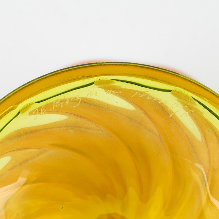 Jan-Erik Ritzman, a glass cup, Transjö, Sweden, signed.