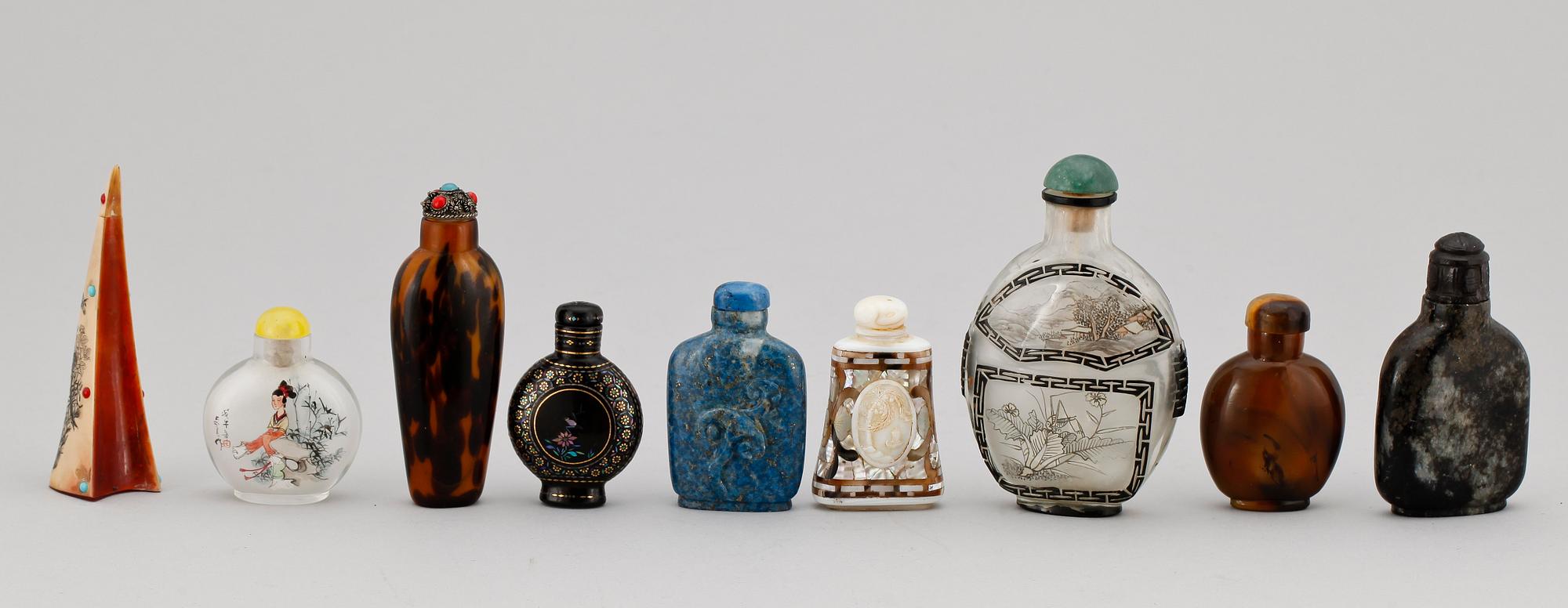 SNUSFLASKOR, 9 st, Kina, orientaliska, 1800-1900-tal.