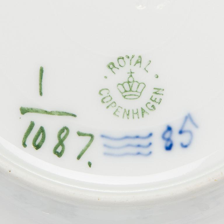 A 16-piece porcelain mocha service, "Musselmalet", half-lace and full-lace, Royal Copenhagen, Denmark.