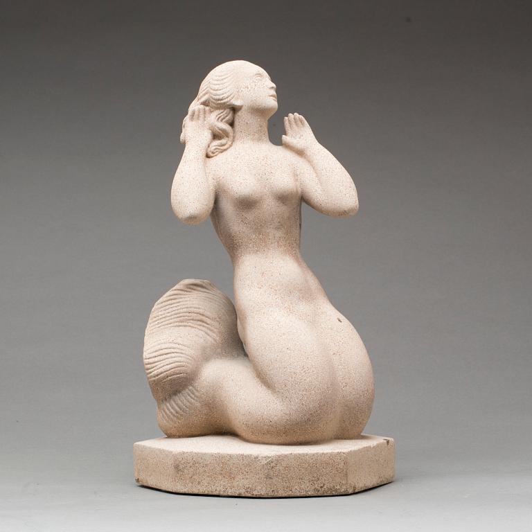 SKULPTUR, nexö sten, Just Andersen, stämpelsignerad.