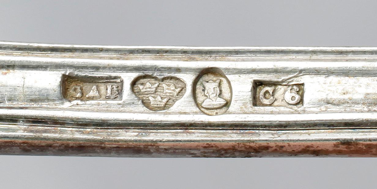 BESTICK, 14 st, silver, 1800-tal. Tot vikt ca 625 gram.