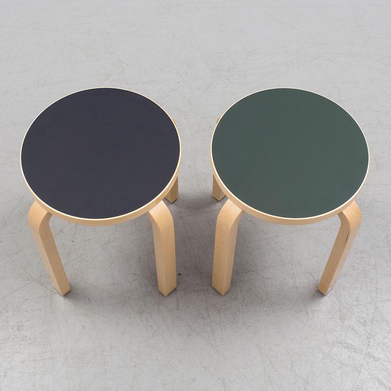 Two Alvar Aalto 'Model 60' stool, for Artek, Finland.