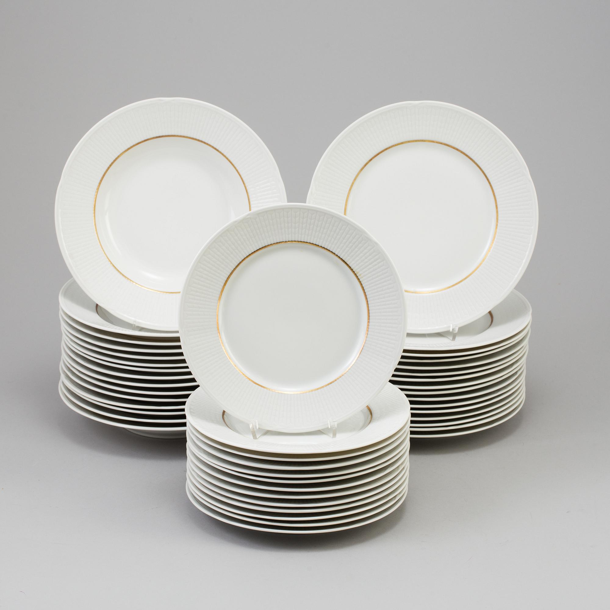 LOUISE ADELBORG, matservis, 55 delar, porslin, "Swedish Grace/Nationalservisen", Rörstrand och Lidköping 1930-1950-tal.
