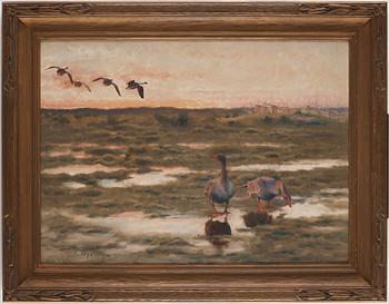 Bruno Liljefors, Landscape with Geese.