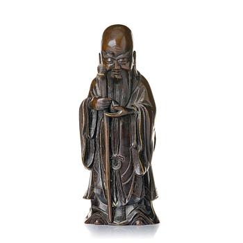 A bronze sculpture of Sholao, late Qing dynasty.