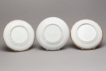 TALLRIKAR, 3 st, Kanton, 1800-tal.