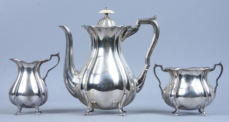 KAFFESERVIS, 3 delar, silver, GAB, Stockholm, 1927.