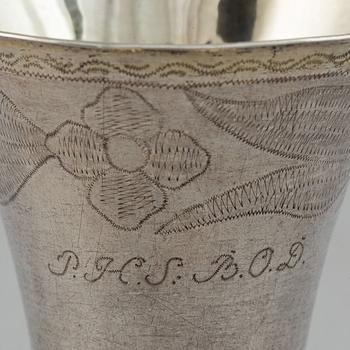 A swedish silver beaker. Mark of EA Körsner, Falun 1797.