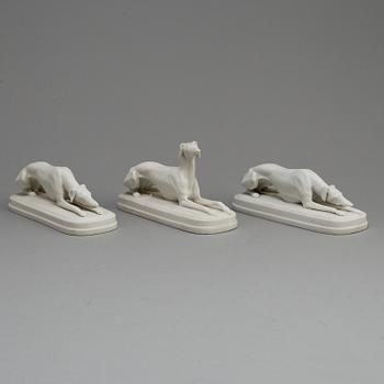 THREE PARIAN PAPER WEIGHTS, one marked Gustafsberg, ca 1900.