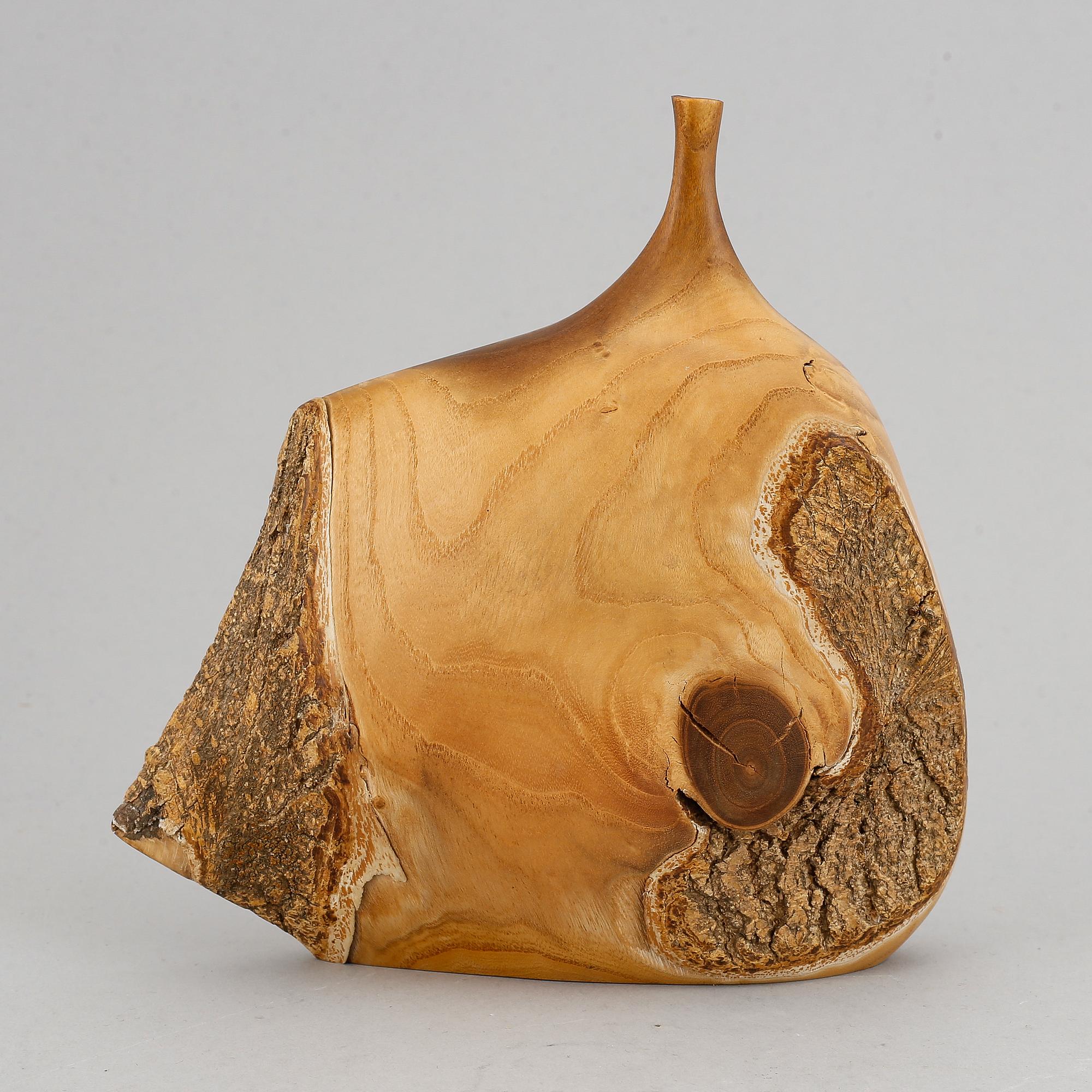 Doug Ayers, Orange wood bottle, signed.