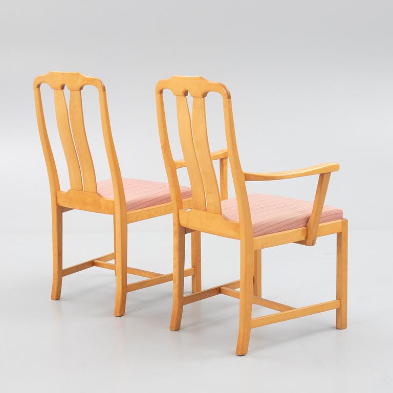 Carl Malmsten, dining table with 6 chairs and 2 armchairs, "Ambassador", late 20th century.