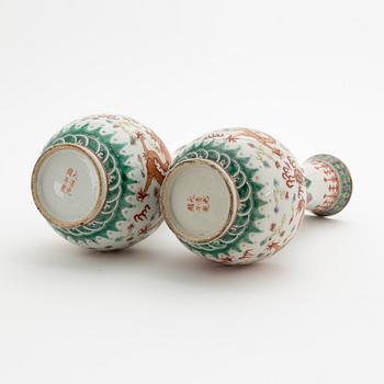 A pair of Chinese porcelain 'dragon' vases, presumably first half of the 20th Century.