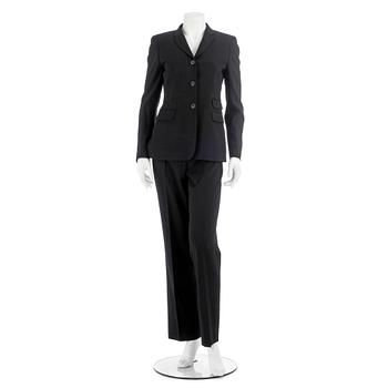 558. PIAZZA SEMPIONE, a black wool blend suit consisting of a jacket and pants.