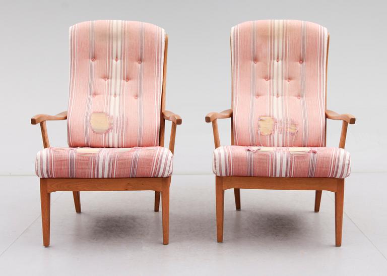 FÅTÖLJER, 1 par, "Stora Fjäderbrickan, Carl Malmsten, 1900-talets andra hälft.