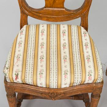 Eight late 18th century gustavian chairs, so called medallion model.