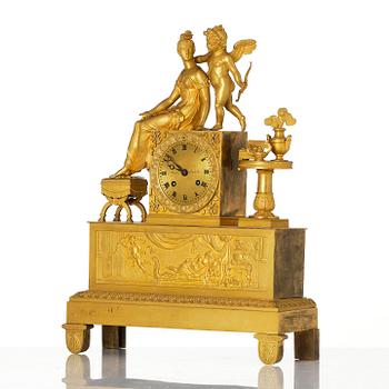 A French Empire ormolu mantel clock, early 19th century.