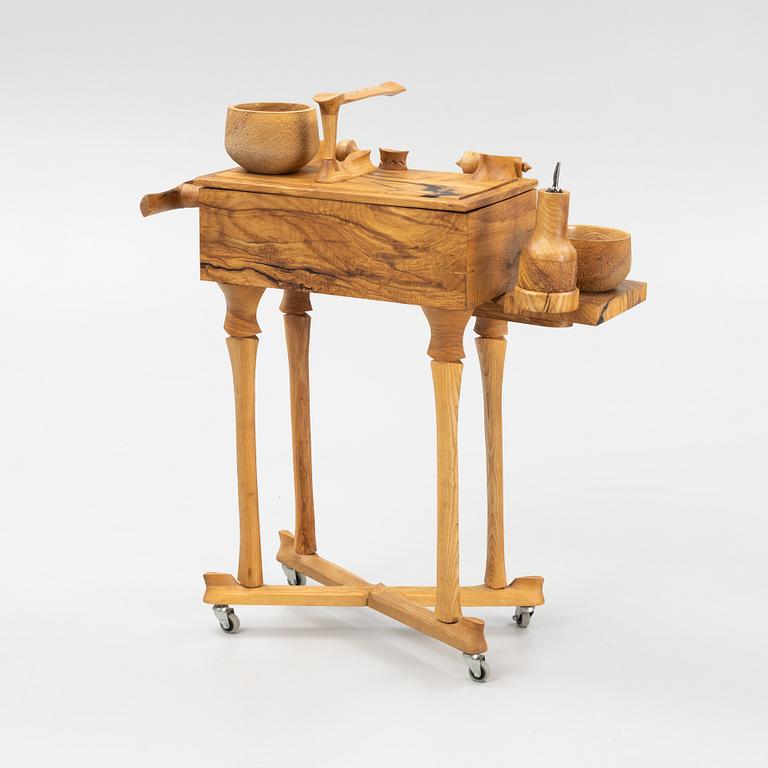 Magnus Ek, a ash wood serving trolley 'Bill', Oaxen Krog, 2018.