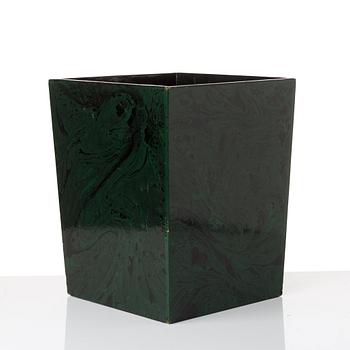 A malachite green lacquered wooden paper bin, 1960-70's.